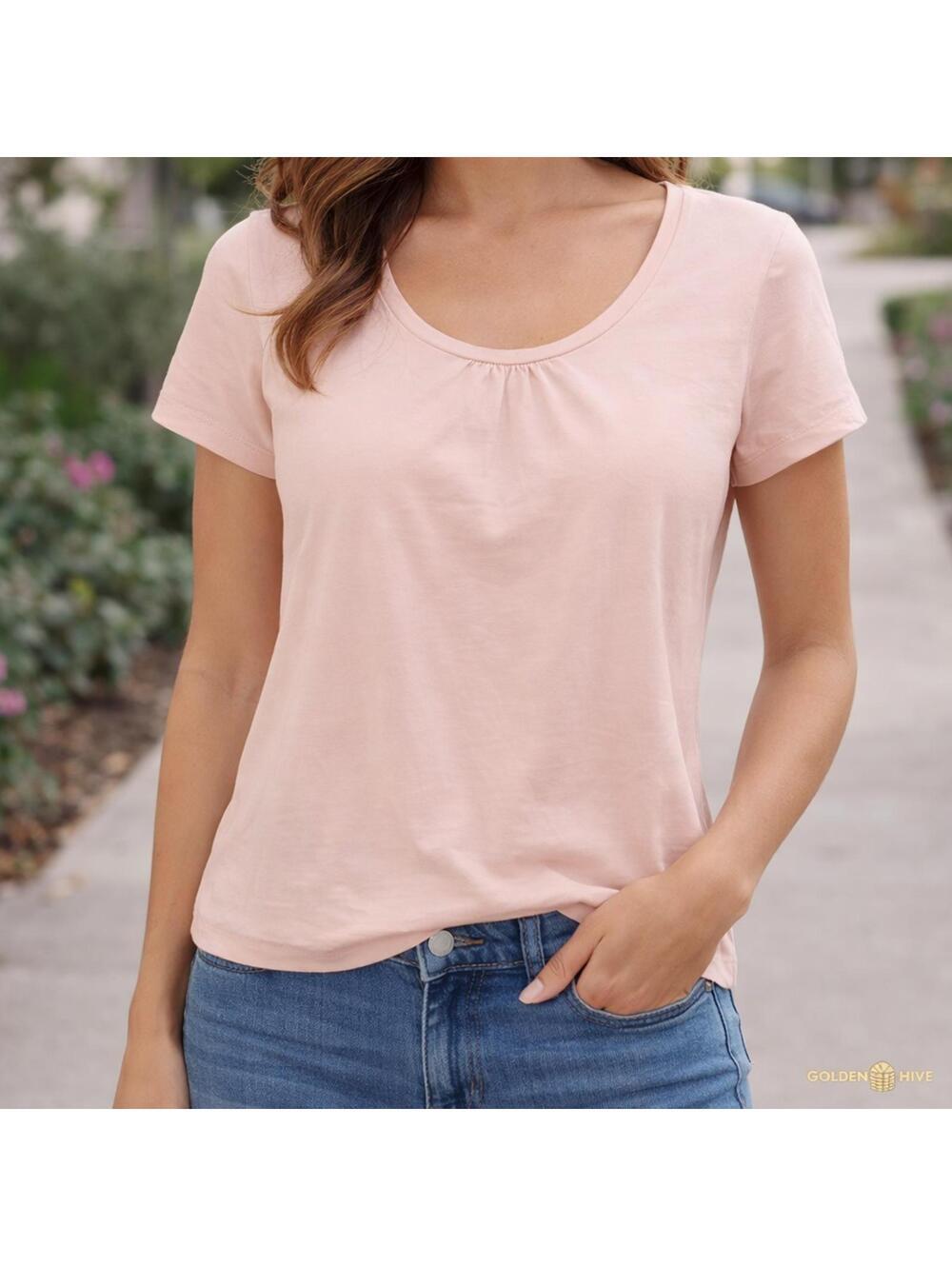 Blue Crush Pink Basic Tee Scoop Neck Short Sleeve L